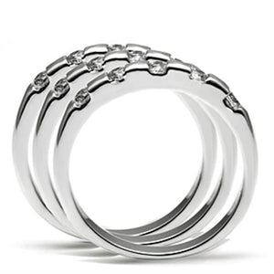 3W038 - Rhodium Brass Ring with AAA Grade CZ  in Clear