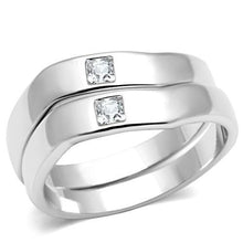 Load image into Gallery viewer, 3W039 - Rhodium Brass Ring with AAA Grade CZ  in Clear