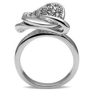 3W200 - Rhodium Brass Ring with AAA Grade CZ  in Clear