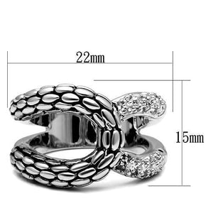 3W202 - Rhodium Brass Ring with AAA Grade CZ  in Clear