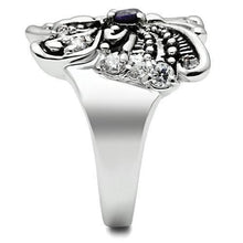 Load image into Gallery viewer, 3W204 - Rhodium Brass Ring with AAA Grade CZ  in Amethyst