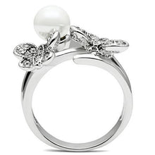 Load image into Gallery viewer, 3W223 - Rhodium Brass Ring with Synthetic Pearl in White