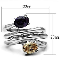 Cargar imagen en el visor de la galería, 3W224 - Rhodium Brass Ring with AAA Grade CZ  in Multi Color