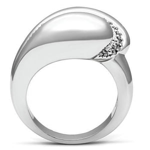 3W227 - Rhodium Brass Ring with AAA Grade CZ  in Clear