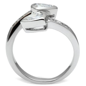 3W228 - Rhodium Brass Ring with AAA Grade CZ  in Clear