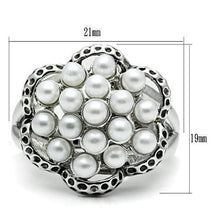 Cargar imagen en el visor de la galería, 3W232 - Rhodium Brass Ring with Synthetic Pearl in White