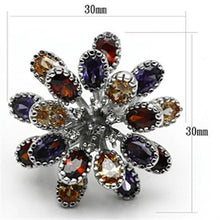 Load image into Gallery viewer, 3W251 - Rhodium Brass Ring with AAA Grade CZ  in Multi Color