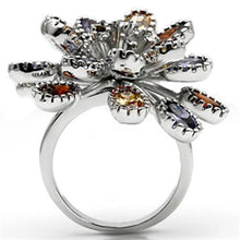 Cargar imagen en el visor de la galería, 3W251 - Rhodium Brass Ring with AAA Grade CZ  in Multi Color