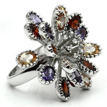 Load image into Gallery viewer, 3W251 - Rhodium Brass Ring with AAA Grade CZ  in Multi Color