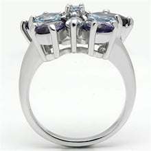 Cargar imagen en el visor de la galería, 3W254 - Rhodium Brass Ring with AAA Grade CZ  in Multi Color