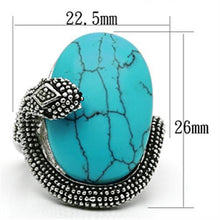 Load image into Gallery viewer, 3W255 - Rhodium Brass Ring with Synthetic Turquoise in Sea Blue