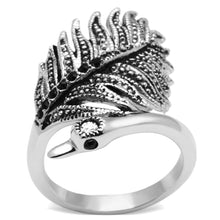 Cargar imagen en el visor de la galería, 3W258 - Rhodium Brass Ring with Top Grade Crystal  in Black Diamond