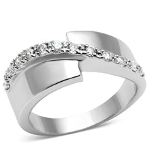 Load image into Gallery viewer, 3W267 - Rhodium Brass Ring with AAA Grade CZ  in Clear