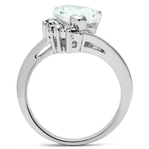 3W292 - Rhodium Brass Ring with AAA Grade CZ  in Clear