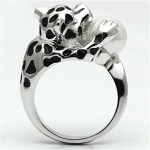 3W297 - Rhodium Brass Ring with Synthetic Pearl in White