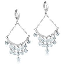 Load image into Gallery viewer, 3W300 - Rhodium Brass Earrings with AAA Grade CZ  in Clear