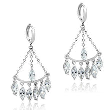 Load image into Gallery viewer, 3W301 - Rhodium Brass Earrings with AAA Grade CZ  in Clear