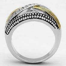 Load image into Gallery viewer, 3W305 - Reverse Two-Tone Brass Ring with AAA Grade CZ  in Clear