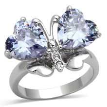 Load image into Gallery viewer, 3W309 - Rhodium Brass Ring with AAA Grade CZ  in Light Amethyst