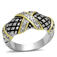 Load image into Gallery viewer, 3W314 - Reverse Two-Tone Brass Ring with AAA Grade CZ  in Clear