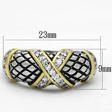 Load image into Gallery viewer, 3W314 - Reverse Two-Tone Brass Ring with AAA Grade CZ  in Clear