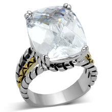 Cargar imagen en el visor de la galería, 3w316 - Reverse Two-Tone Brass Ring with AAA Grade CZ  in Clear