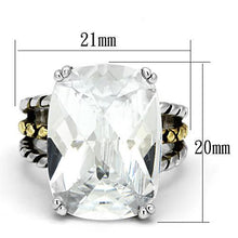 Load image into Gallery viewer, 3w316 - Reverse Two-Tone Brass Ring with AAA Grade CZ  in Clear