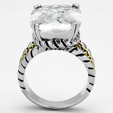 Cargar imagen en el visor de la galería, 3w316 - Reverse Two-Tone Brass Ring with AAA Grade CZ  in Clear