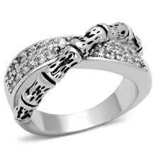 Load image into Gallery viewer, 3W320 - Rhodium Brass Ring with AAA Grade CZ  in Clear