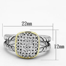 Load image into Gallery viewer, 3W322 - Reverse Two-Tone Brass Ring with AAA Grade CZ  in Clear