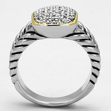 Load image into Gallery viewer, 3W322 - Reverse Two-Tone Brass Ring with AAA Grade CZ  in Clear