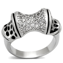 Cargar imagen en el visor de la galería, 3W324 - Rhodium Brass Ring with AAA Grade CZ  in Clear