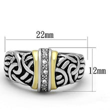 Load image into Gallery viewer, 3W327 - Reverse Two-Tone Brass Ring with Top Grade Crystal  in Clear