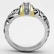 Load image into Gallery viewer, 3W327 - Reverse Two-Tone Brass Ring with Top Grade Crystal  in Clear