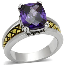 Cargar imagen en el visor de la galería, 3W331 - Reverse Two-Tone Brass Ring with AAA Grade CZ  in Amethyst