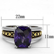 Cargar imagen en el visor de la galería, 3W331 - Reverse Two-Tone Brass Ring with AAA Grade CZ  in Amethyst