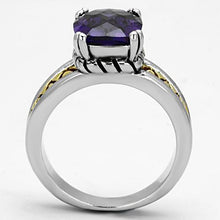 Cargar imagen en el visor de la galería, 3W331 - Reverse Two-Tone Brass Ring with AAA Grade CZ  in Amethyst