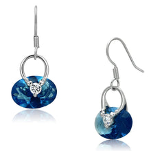 Cargar imagen en el visor de la galería, 3W338 - Rhodium Brass Earrings with Synthetic Synthetic Glass in Sea Blue