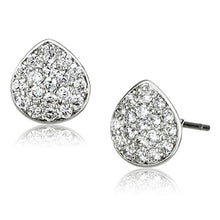 Cargar imagen en el visor de la galería, 3W352 - Rhodium Brass Earrings with AAA Grade CZ  in Clear