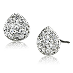 3W352 - Rhodium Brass Earrings with AAA Grade CZ  in Clear