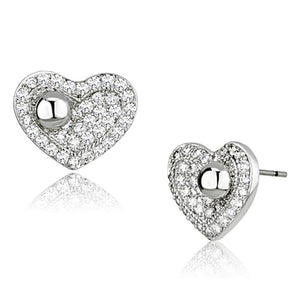 3W374 - Rhodium Brass Earrings with AAA Grade CZ  in Clear