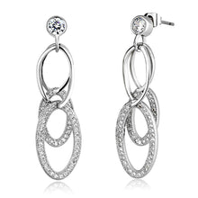 Load image into Gallery viewer, 3W379 - Rhodium Brass Earrings with AAA Grade CZ  in Clear