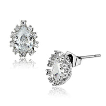 Cargar imagen en el visor de la galería, 3W386 - Rhodium Brass Earrings with AAA Grade CZ  in Clear