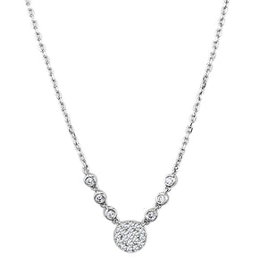 3W417 - Rhodium Brass Necklace with AAA Grade CZ  in Clear