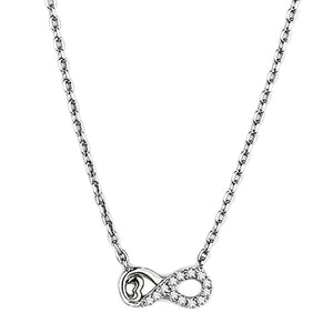 3W418 - Rhodium Brass Necklace with AAA Grade CZ  in Clear