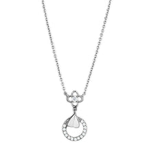 Load image into Gallery viewer, 3W419 - Rhodium Brass Necklace with AAA Grade CZ  in Clear