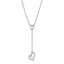 Cargar imagen en el visor de la galería, 3W425 - Rhodium Brass Necklace with AAA Grade CZ  in Clear