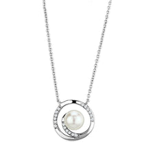 Load image into Gallery viewer, 3W444 - Rhodium Brass Necklace with Synthetic Pearl in White