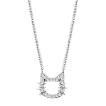 Load image into Gallery viewer, 3W446 - Rhodium Brass Necklace with AAA Grade CZ  in Clear