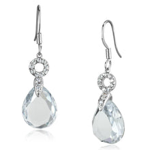 Cargar imagen en el visor de la galería, 3W634 - Rhodium Brass Earrings with AAA Grade CZ  in Clear